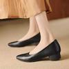 Comfortable single shoes autumn soft leather new soft sole round head shallow mouth leather shoes grandma shoes