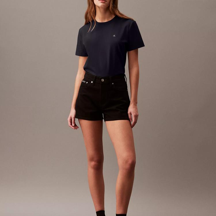 Calvin Klein Simple Comfortable Solid Color Crew Neck Short Sleeve T-Shirt Women Tops Black 40WP105-001