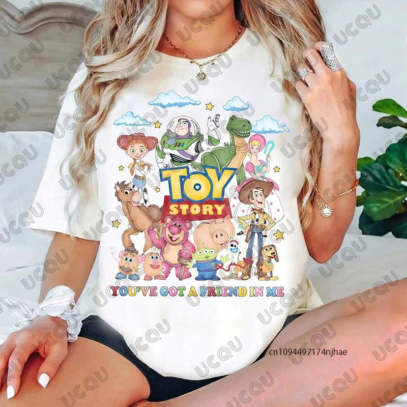 Toy Story You Have a Friend in Me Print Cotton WoUnisex T Shirt Summer Short Sleeve Tees Casual Oversized Unisex Tops