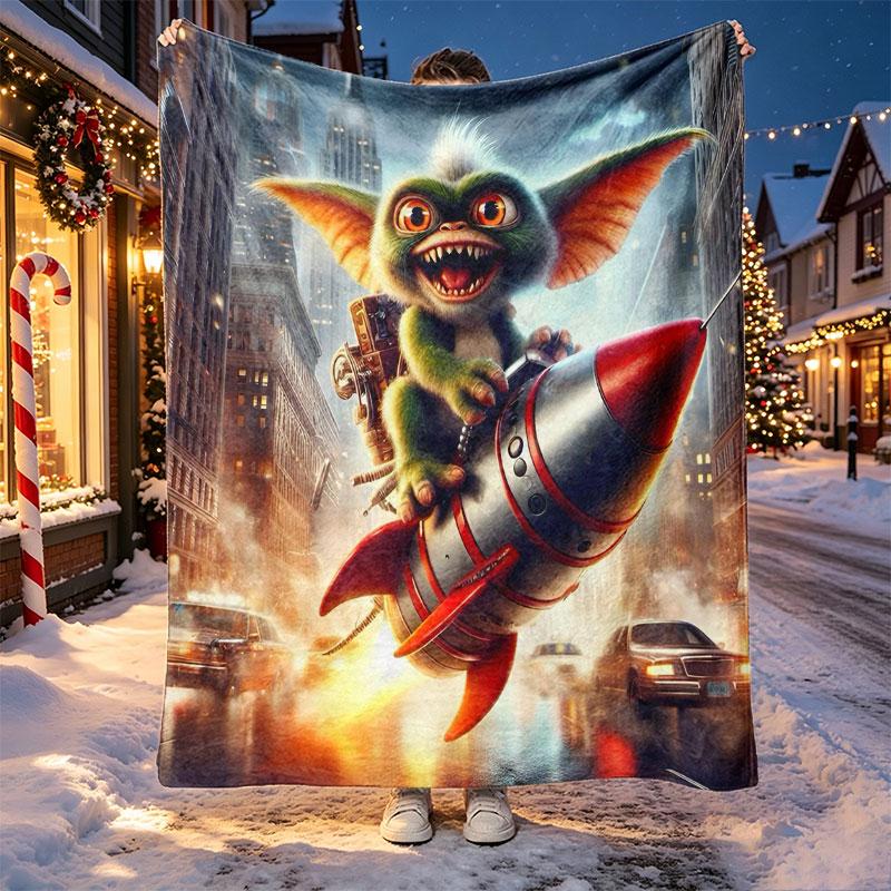 Gizmo (Gremlins) Pattern Blanket for Home Decoration, Bed, Sofa, Car Travel, Camping, Suitable for All Seasons, Birthday Christmas Gift