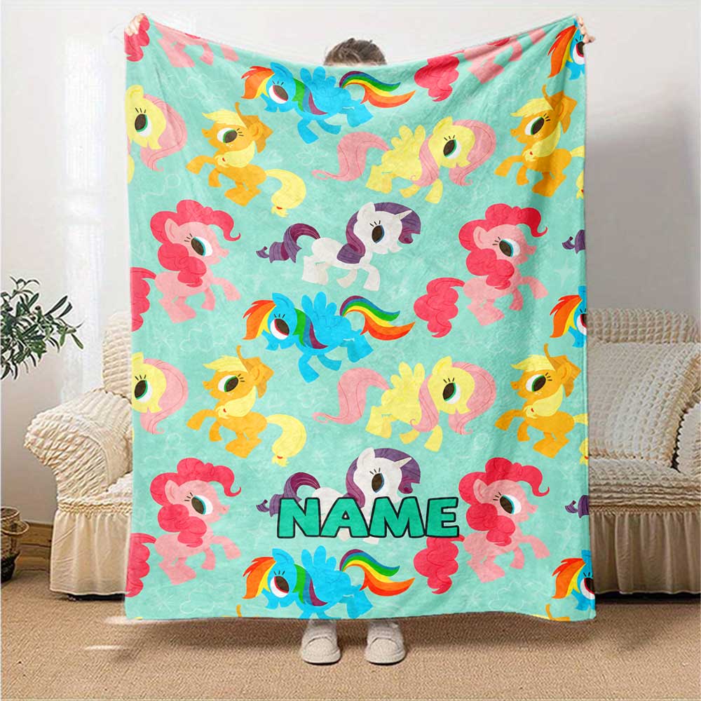 Little Pony (13) Personalized Name Blanket Gift Personalized Blanket Warmthful Decor for Picnics Couch Chair Living Room Ideal for All Seasons