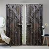3D 2pcs Metal Wooden Accessories Wooden Door Printed Curtains Living Room Bedroom Decoration 3D Digital Printing Curtain Home De