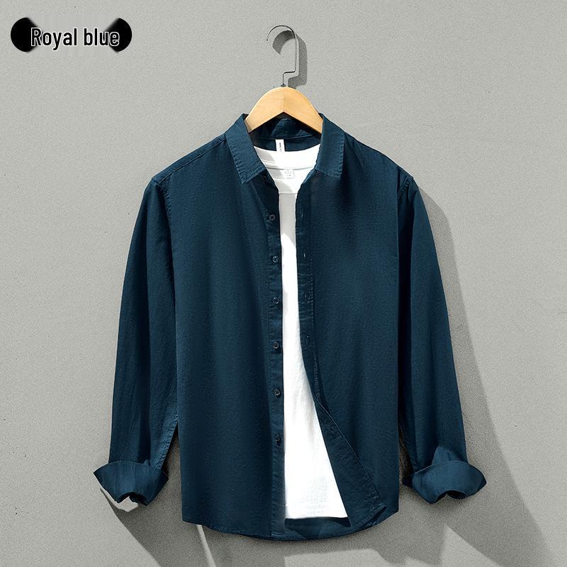 Men's Cotton Linen Long Sleeve Slim Fit Shirt - Spring/Autumn Trendy Casual Wear