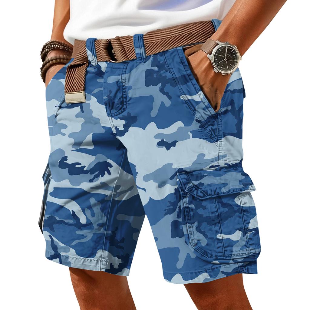 Men's Casual Trend Camouflage Print Shorts - Men's Multi-pocket Workwear Sports Shorts (without Waistband)