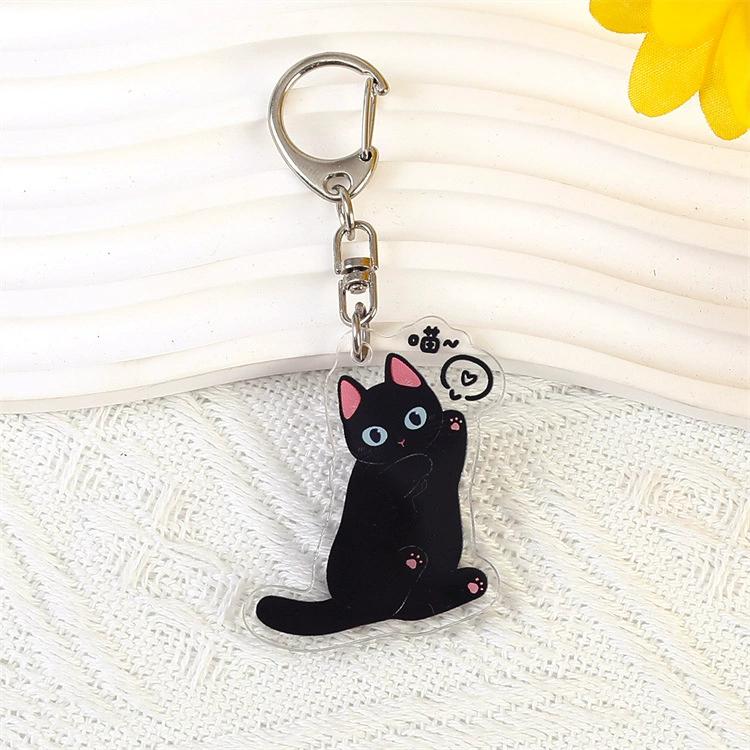 Lovely Cat Keychains Cow Cat British Shorthair Acrylic Pendant Children Funny Keychains Girl's Schoolbag Ornament