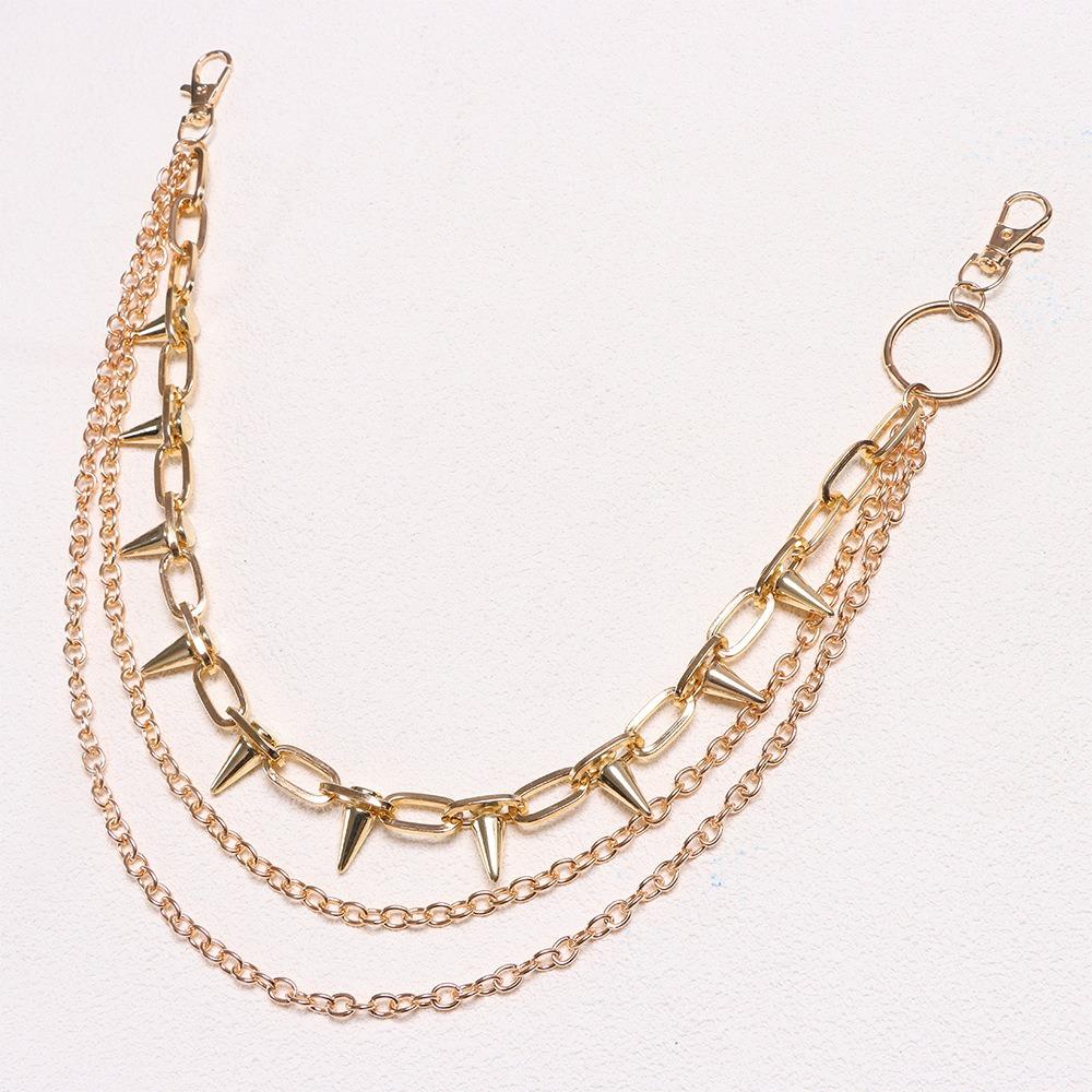 Double-layer Metal Waist Chain Studded Punk Belt Chain Personality Rivet Studded Pants Chain  Steet