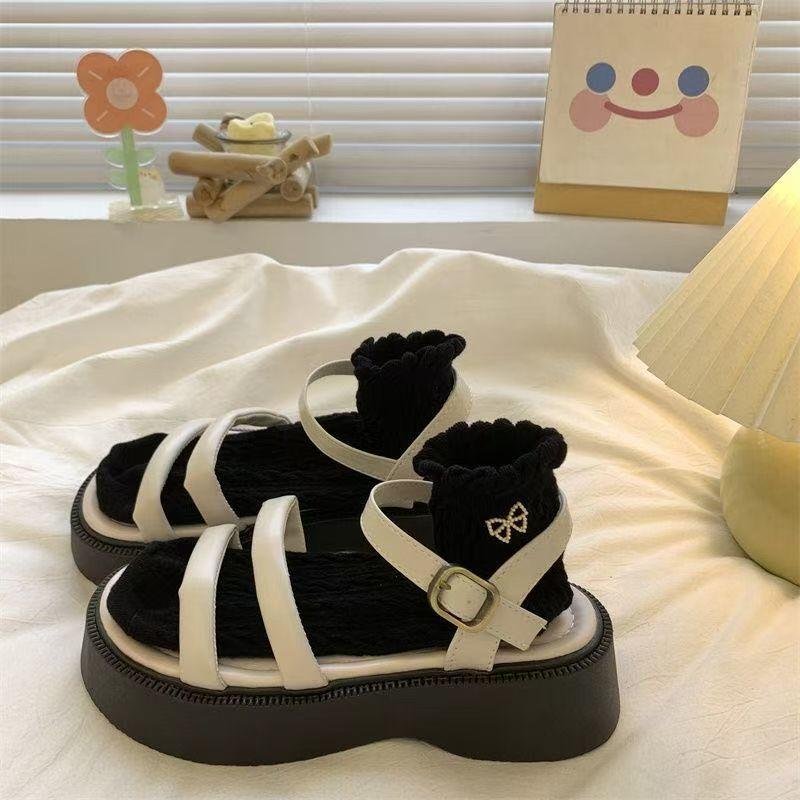 Internet celebrity super fire retro versatile fairy wind platform sandals beach shoes roman sandals female 2025 summer new