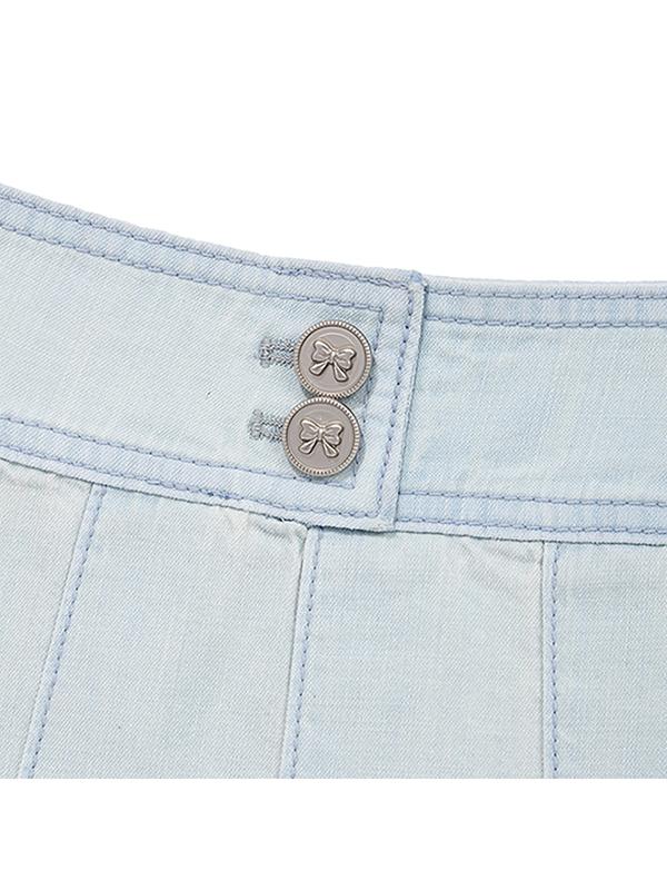 Kirsh Gradient Pleated Denim Skirt [Blue]