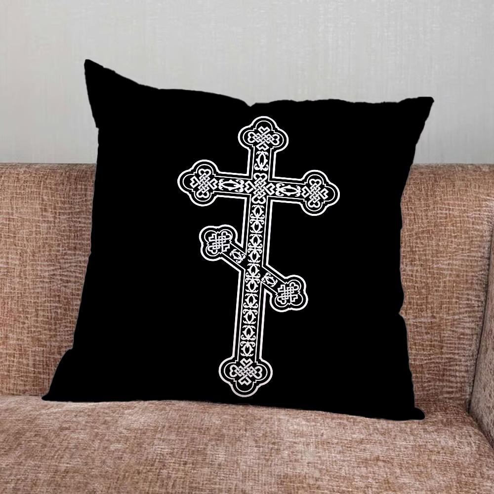 Orthodox Cross Icon Pillow Case For Home Bedroom Car Office Decoration Living Room Sofa Cushion Cover Suitable