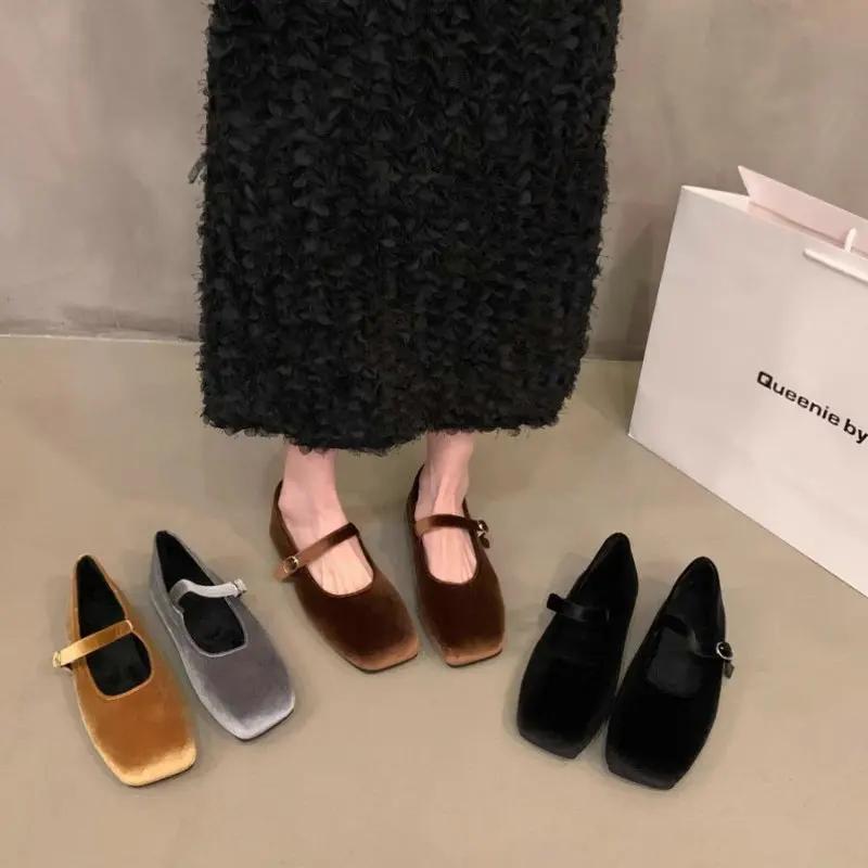 Fashion Flat Shoes for Women Autumn Mary Jane Hairy Single Shoes for Women 2025 New Retro Suede Loafers Women Ladies Shoes