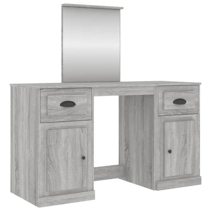 VidaXL Coiffeuse avec Miroir, Table de Maquillage avec Rangement, Coiffeuse de Cosmétique Chambre à Coucher, Moderne, Sonoma 3185341