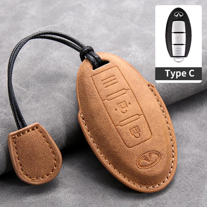 Leather Car Key Cover Case for Infiniti Q50L QX50 QX60 QX55 Q70 Q70L Q30 QX30 QX70 ESQ XQ80 XQ60 Q60S Car Key rope Keyring