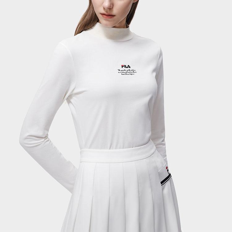 FILA Van Gogh Museum 2.0 Solid Color Logo Print Crew Neck Pullover Regular T-Shirt Women Tops Cloud-Mushroom-White F11W318205F-WT