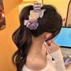 Elegant Flower Banana Clip Resin Women Ponytail Holder Shark Clip Purple Mesh Vertical Clip  Party