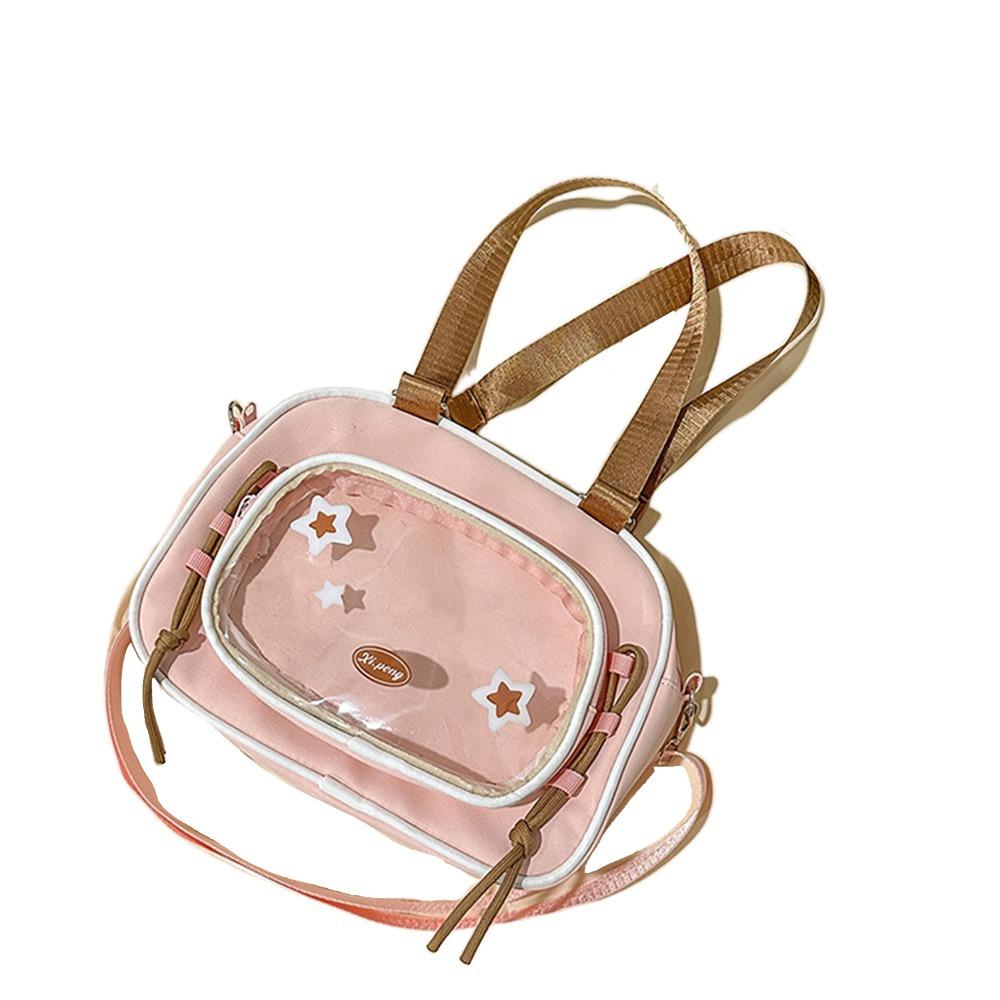 

Нейлоновый прозрачный рюкзак с карманом, забавный рюкзак для демонстрации значков, на плечо, цвета сладкого крема, ита-бэг, для девочки Pink without Doll