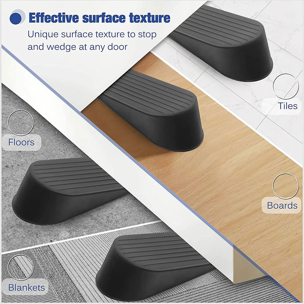 2 Pack Door Stopper Black Extra Large Door Stopper 1.9in Height Big Door Stop Heavy Duty Non-Slip Rubber Door Stop Door