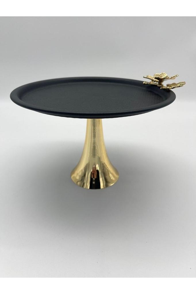 Schwarzes rundes Tee- und Kaffee-Serviertablett aus Metall mit Füßen, Präsentationstablett für Kuchen, Cupcakes, Kekse und Mitgift