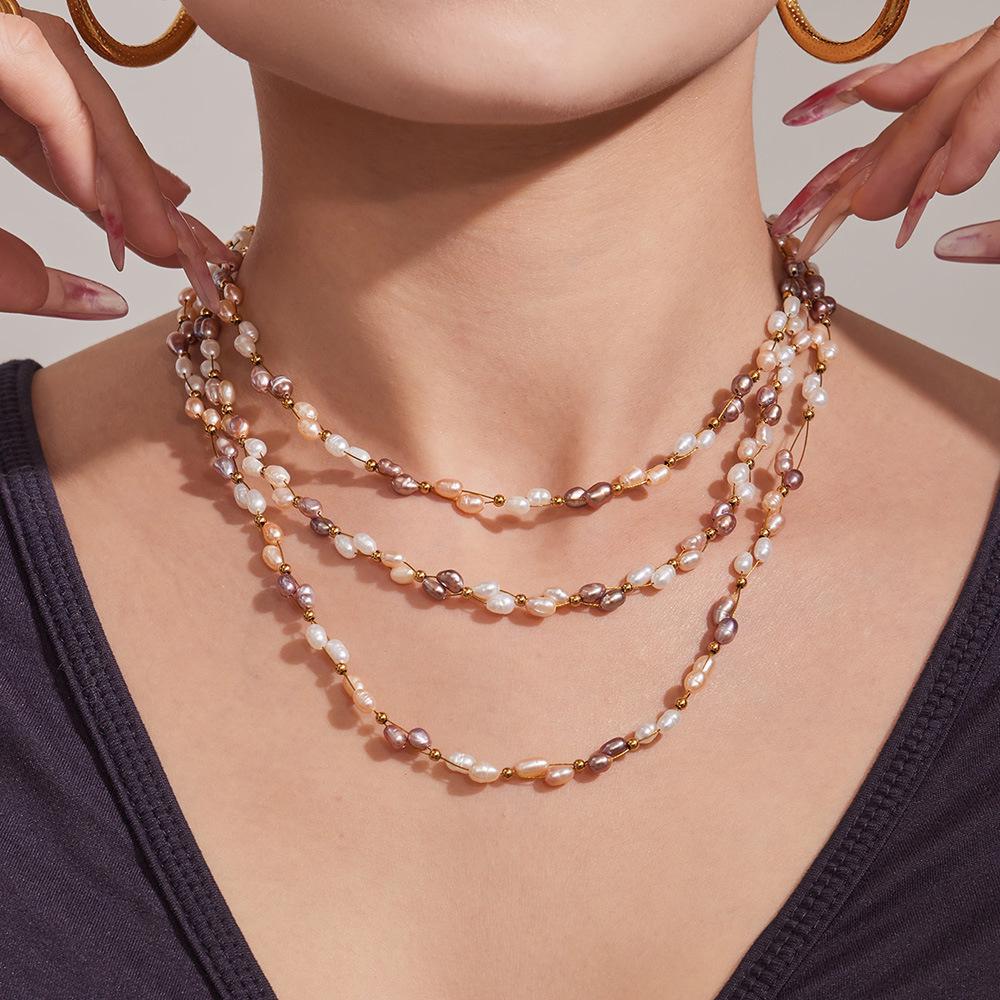 Elegant Bamboo & Diamond Pendant Necklace Bracelet with Freshwater Pearls On a Luxurious Braided Chain