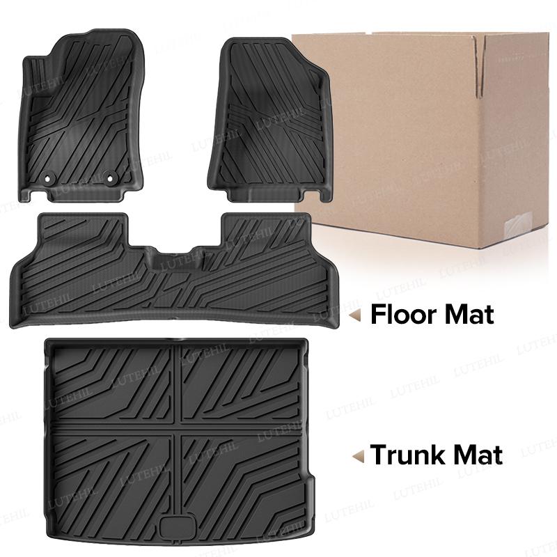 LUTEHIL All-Weather TPE Floor Mat Trunk Mat For Hyundai KONA Electric 2023-2024 Carpet Cover Automotive Interior Accessories