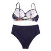 European & American Women's Multicolor High Waist Slimming Bikini with Split Hard Cup Design
