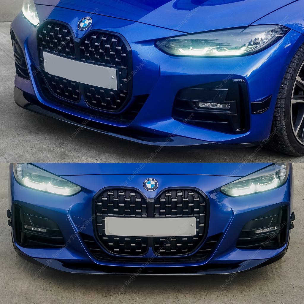 Gloss Black MP Front Bumper Splitter Lip&Areo Flicks Fog Lamp Trim Cover For BMW G22 G23 M Sport/M440i 2-Door 2019-2024 Tuning