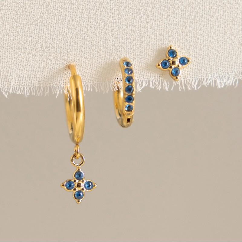Sweet Geometric Clover Earrings Set Women Stainless Steel Hypoallergenic 18K Gold Plated Ear Studs