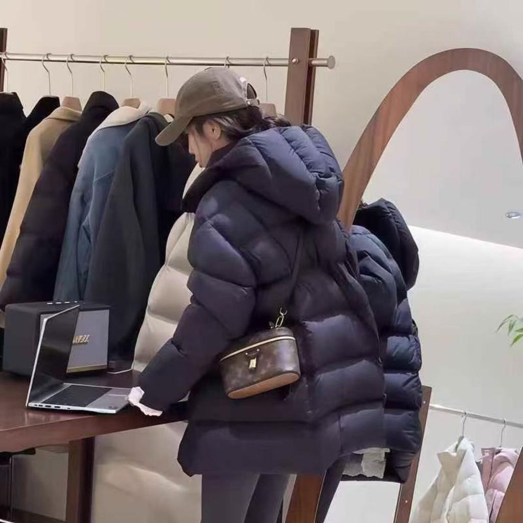 Autumn and Winter New Cloud Puff Medium and Long Down Jacket Women's Loose Warm Thickened Hooded White Duck Down Jacket