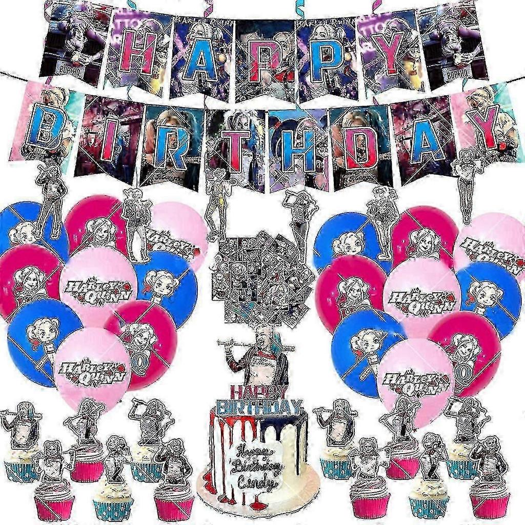 Harley Quinn Happy Birthday Balloon Set Latex Balloons Party Decoration Kit Ba-821,zxl