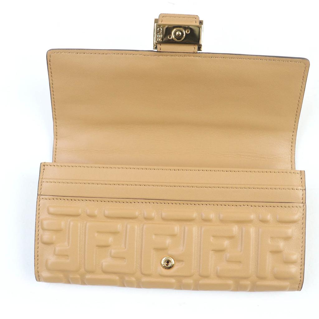 FENDI Purse FFMetal Baguette Continental Leather Long Wallet with 3D FF 8M0251 Used