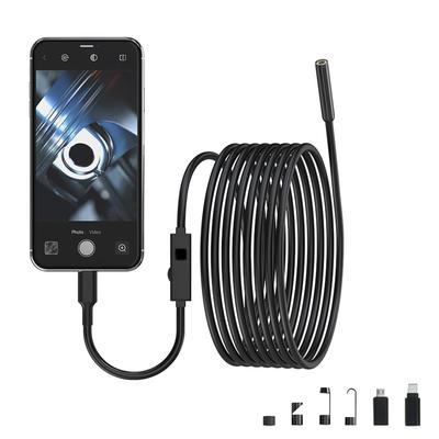 Endoscope Camera with Light, IP67 Waterproof Borescope with 8 LED Lights 16.4ft Semi-Rigid Cable,
