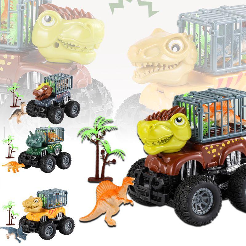 Sensory Engaging Dinosaur Truck Toy Set With Triceratops And Tyrannosaurus Figure