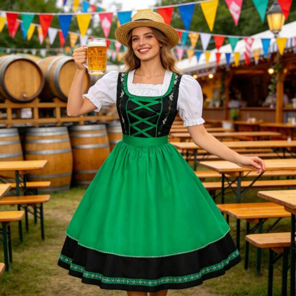 Bavarian Women's Oktoberfest Costume - Halloween Carnival Dungaree Set