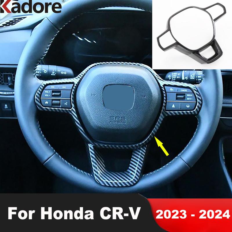 Car Steering Wheel Panel Cover Trim For Honda CRV CR-V  2024 Carbon Fiber Decoration Interior Mouldings Accessories