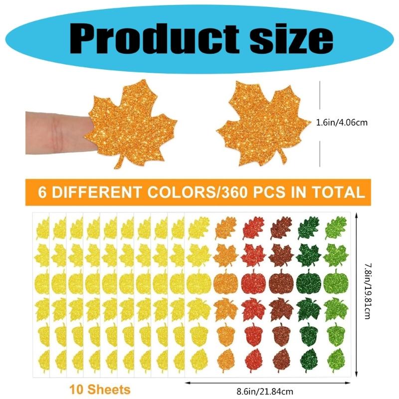 10 Sheets Autumn Sticker Maple Leaf Labels Sticker Reward Sticker Decorative Sticker Labels for Thanksgiving Day