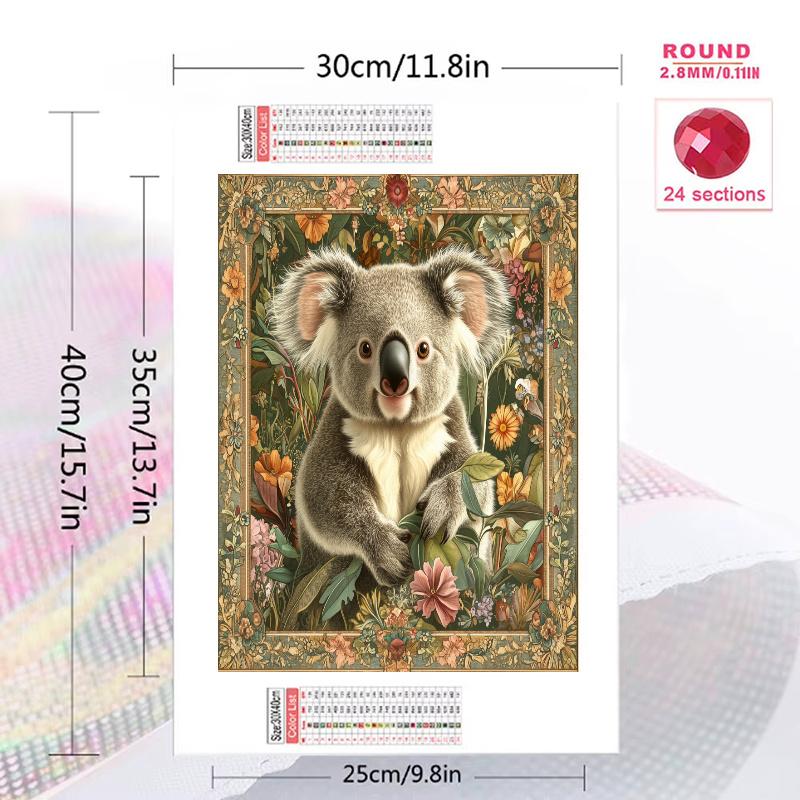 Koala and flowers Pattern  3pcs 100% Round Full Drill 5D DIY Diamond Painting Embroidery Cross Stitch Rhinestone Décor