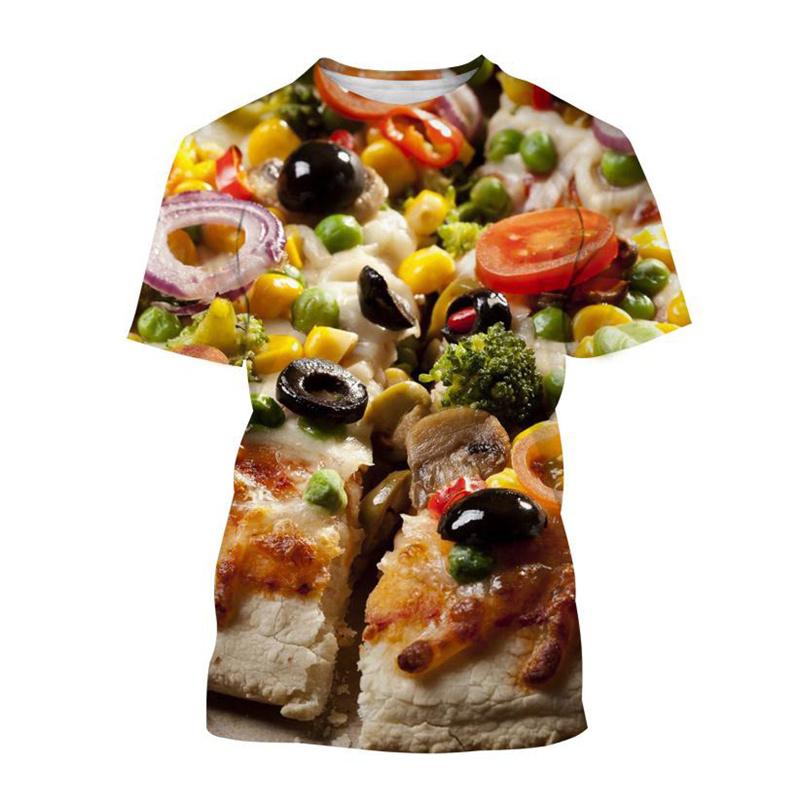 Plus Size Men Women Sausage Pizza Pattern T Shirt Food 3D Printed Tees Casual Round Neck Unisex Tops Short Sleeves T-Shirts