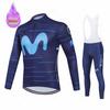 2026 Winter Fleece Warm Bicycle Winter Cycling Clothes Movistar Long Sleeve Clothing Riding Jersey Set Mtb Thermal Fleece Maillot Ropa Ciclismo