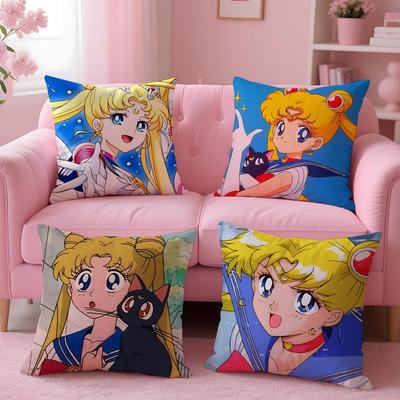 Anime S-Sailor MoonS Cushion Cover Comfortable Reversible Pillow Cover Ideal for Car Sofa Bedroom & Beyond