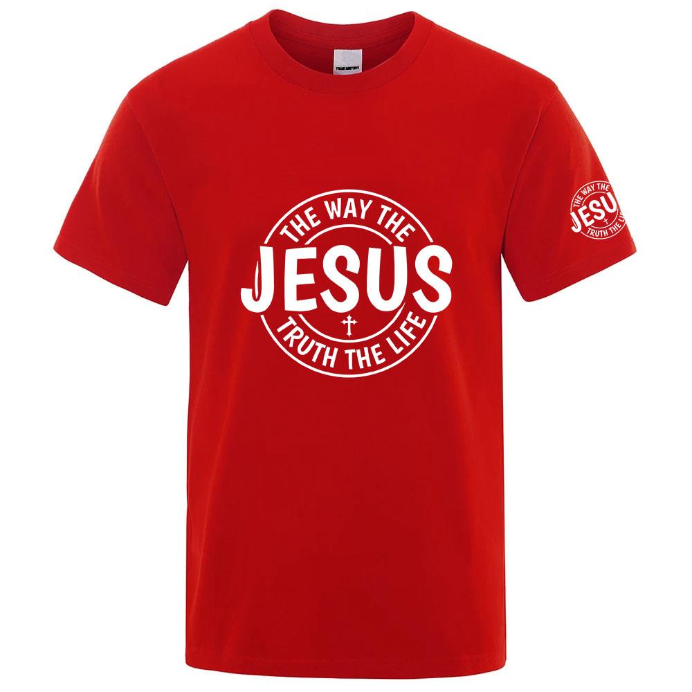 Jesus Way Truth Life Letter Printing 2026 Summer Unisexs Brand Cotton Ordinary Short Sleeve Tshirt Solid Color Casual Tops