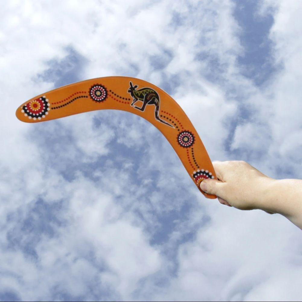 Wooden Sports Throwback V Shaped Boomerang Flying Disc Throw Outdoor Game Toys for Kids Adults Interactive Playing Prop