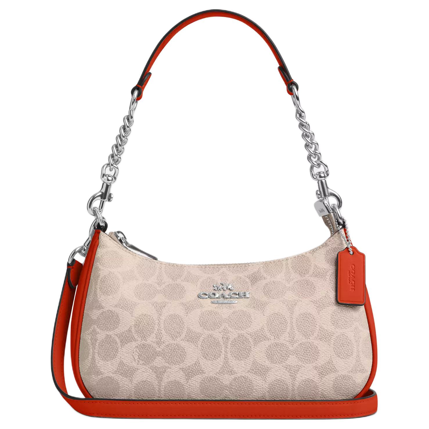 

Coach Teri 24 Logo Coated Canvas Crossbody Shoulder Bag Medium Women bags Sand Deep-Orange CV933-SVXIK Basic Set (Bag+Dust Bag)