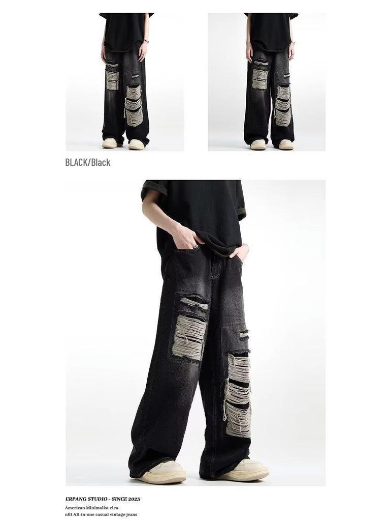 Herren American Retro Schlagjeans - Sommerwaschung, Lockere Passform, Trendiger High-Street-Stil.