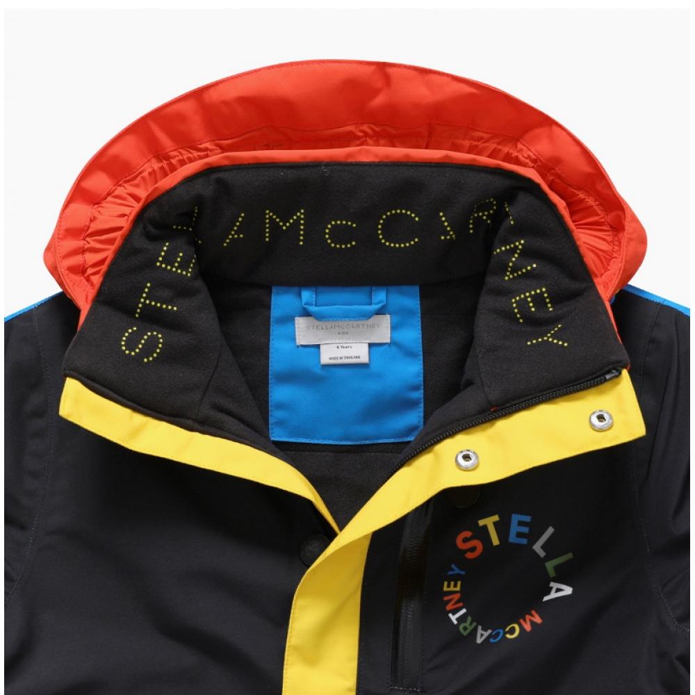 Stella Mccartney Tt2p20 Z0432 999 Color Block Round Logo Hooded Ski Kids Jacket