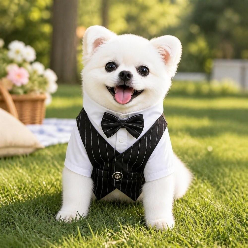 Lightweight Dog Wedding Suit Short Sleeve Spring Suit Shirt Pet Tuxedo Outfit  for Teddy Dogs