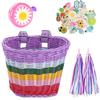 Bicycle Basket Rattan Wicker Bike Front Basket for Small Dogs Cats Pet Carrier Bag Waterproof for Camping Cycling Accessories