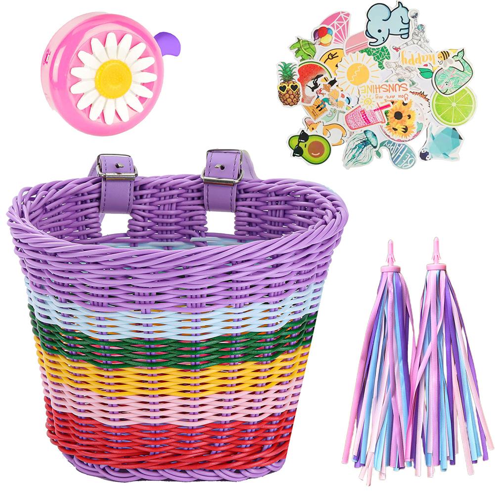 Bicycle Basket Rattan Wicker Bike Front Basket for Small Dogs Cats Pet Carrier Bag Waterproof for Camping Cycling Accessories