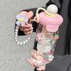 Söta Blomster Te-glas med Rosett och Sugrörsflaska Kaffekoppar för Kall Dryck Dam Glas Tumbler Juice Mjölkte Vattenavskiljare Dryckeskärl Kopp