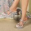 Rhinestone Slope Heel 11CM Nightclub High Heels Slippers Women's Shoes Catwalk Pole Dance Shoes Crystal Sole LFD-1101-Q8