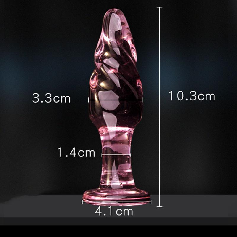 Pink Ribbed Glass Butt Plug Masturbation Sex Toy Explore Ass Play Women Man Gspot Stimulate Orgasmic Lesbian Backdoor Game
