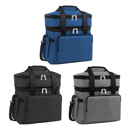 Geantă de prânz izolată, 18 litri, cu două etaje, cutie de prânz mare, reutilizabilă, etanșă și extensibilă.